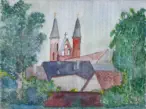 Kirche in Kyritz, Aquarell, 2001, 30 x 40 cm