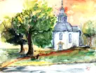 Kreuzkirche Neustadt (Dosse), Aquarell, 2015, 30 x 40 cm