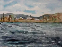 Titicacasee, Aquarell, 2019, 30 x 40 cm