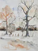 Winterlandschaft, Aquarell, 2020, 40 x 30 cm