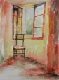 Offenes Fenster, Aquarell, 2019, 40 x 30 cm