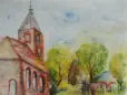 Kirche in Gülpe, Aquarell, 2016, 30 x 40 cm