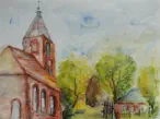 Kirche in Gülpe, Aquarell, 2016, 30 x 40 cm