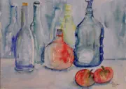 Flaschenmotiv, Aquarell, 2021, 30 x 40 cm