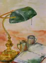 Stillleben mit Lampe, Aquarell, 2015, 42 x30 cm